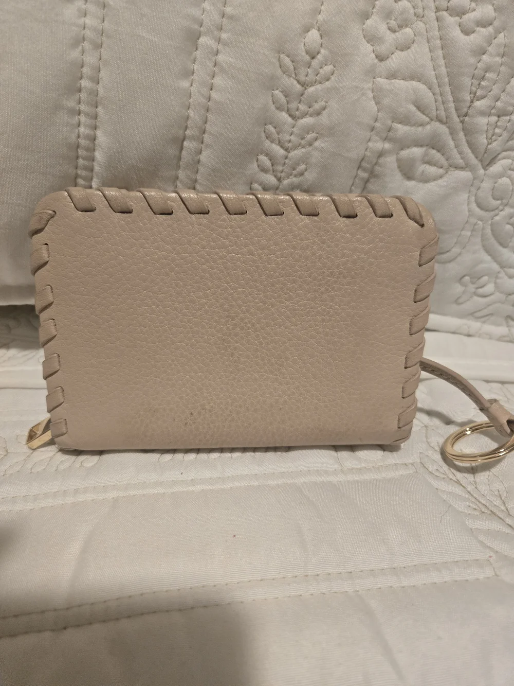 Tory Burch Whipstitch Leather Zip Wallet - Blush